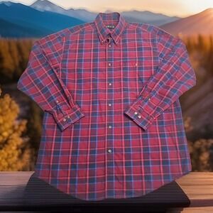 Orvis Flannel Button Down Shirt Mens XL Heavy Cotton Plaid Pocket Multicolor